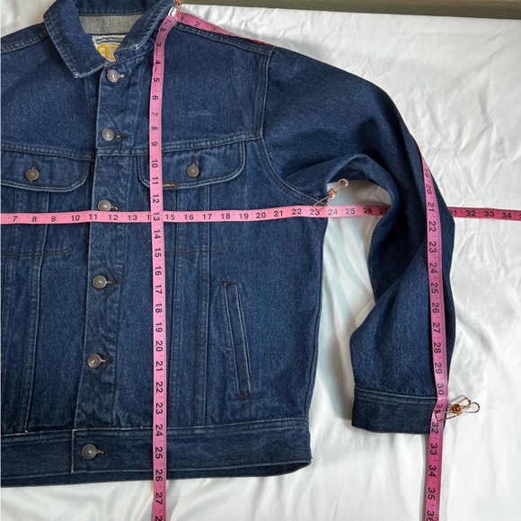 Vintage Lee 90’s Bald Eagle American Flag Embroidered Denim Jean Jacket MEDIUM - Picture 13 of 15